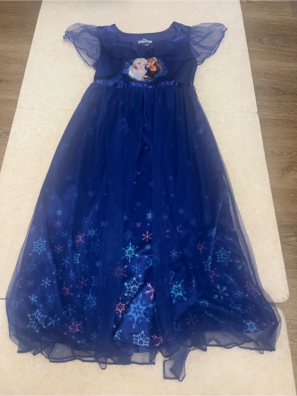 Disney Frozen Girls Elsa & Anna Blue Princess Dress Or nightgown Size M (8) - Picture 2 of 10